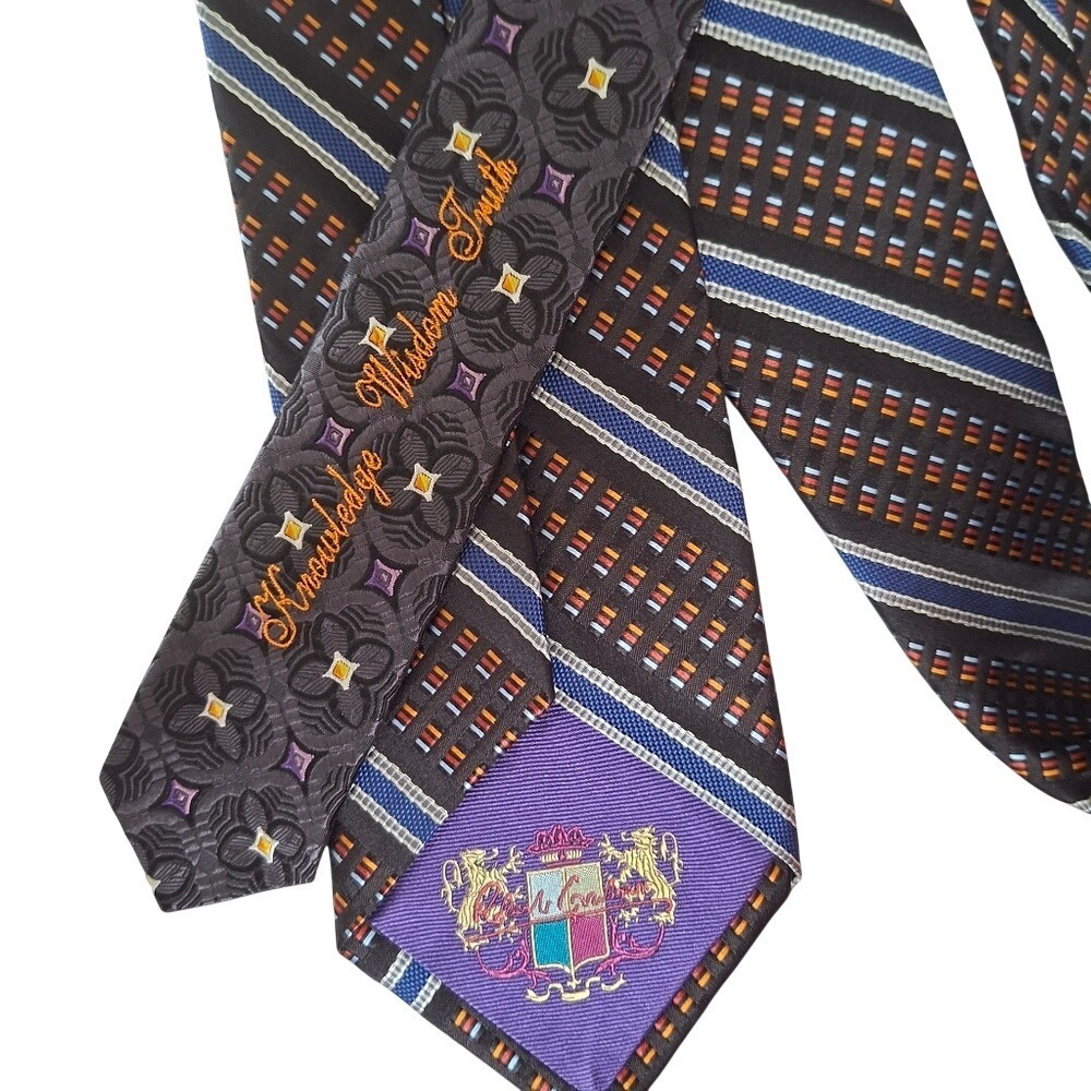 Robert Graham Silk Tie, Mens Blue Stripe, Knowledge Wisdom Truth Necktie
